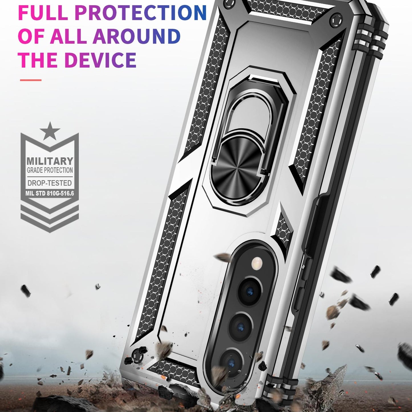 For Samsung Galaxy z Fold4 5G Tpu & Pc Shockproof Phone Case - Silver