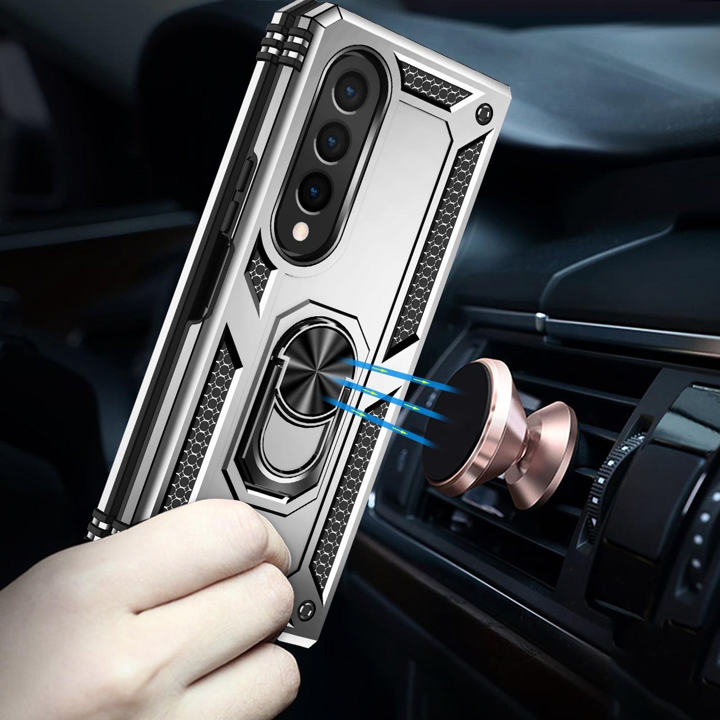 For Samsung Galaxy z Fold4 5G Tpu & Pc Shockproof Phone Case - Silver