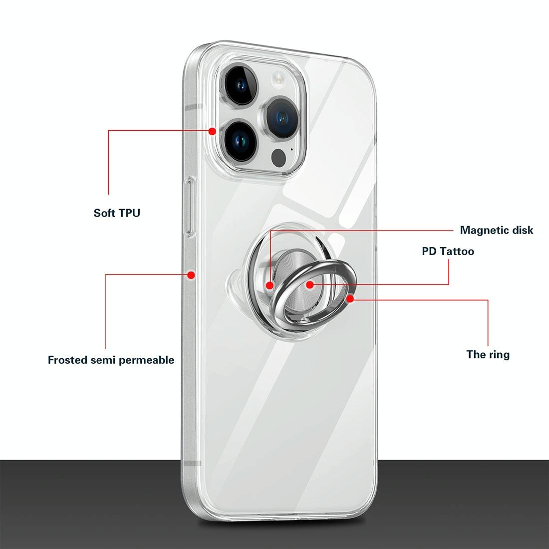 Tpu Phone Case with Ring Holder for Iphone 15 - Slim & Secure