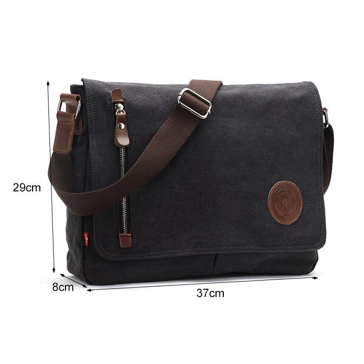 Men Canvas Shoulder Bag Versatile Crossbody Messenger Black