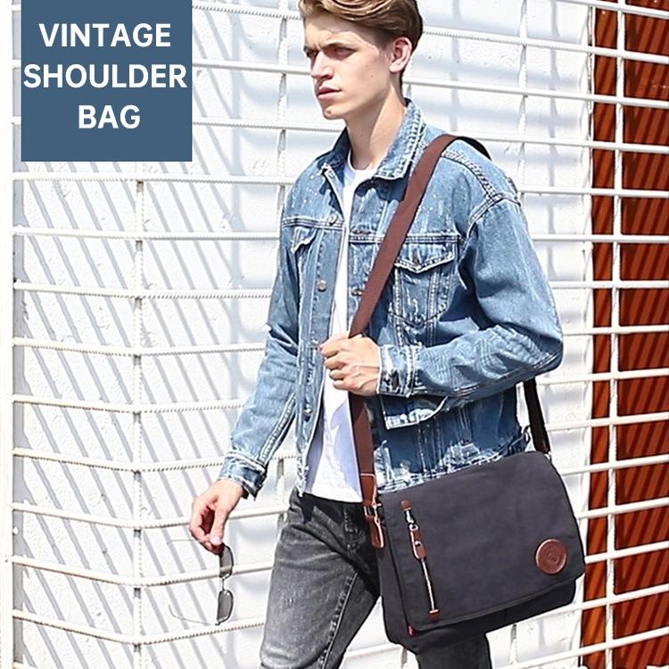 Men Canvas Shoulder Bag Versatile Crossbody Messenger Black