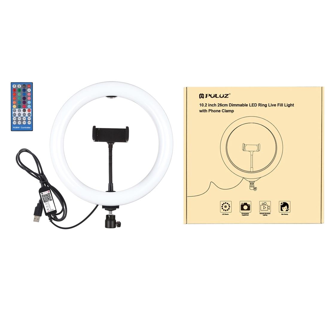 10.2 Usb Rgbw Led Ring Light with Tripod & Remote for Vlogging & Photography - Black