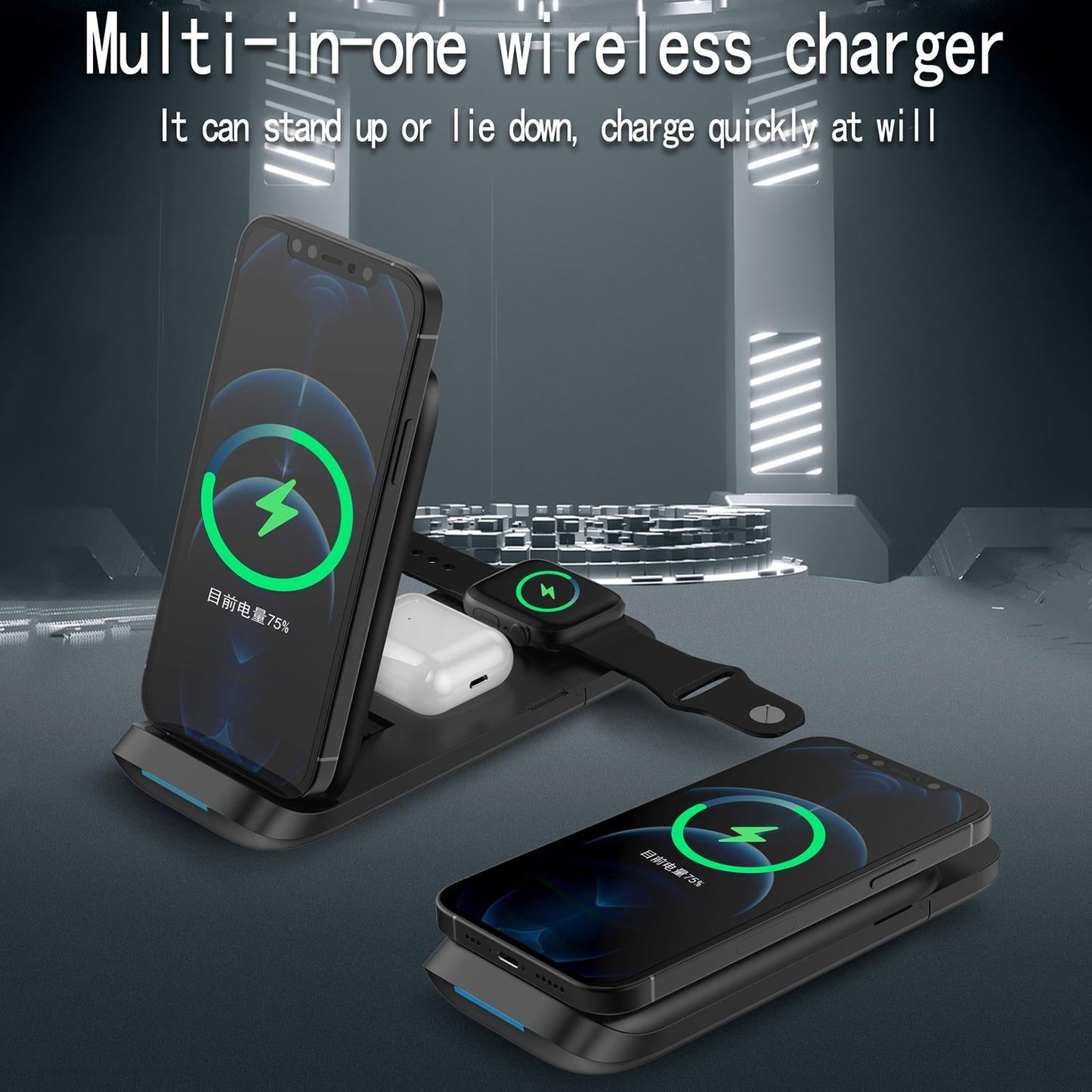 3 In 1 Foldable Wireless Charger For Iphone Apple Watch Airpods
