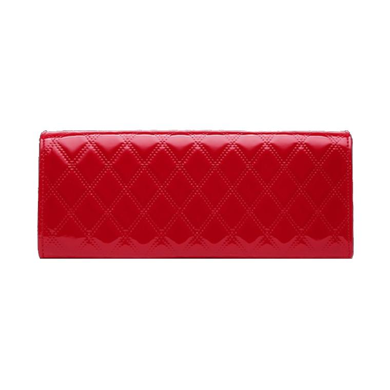 Diamond Pattern Leather Handbag with Hanging Ornaments - Women - Red