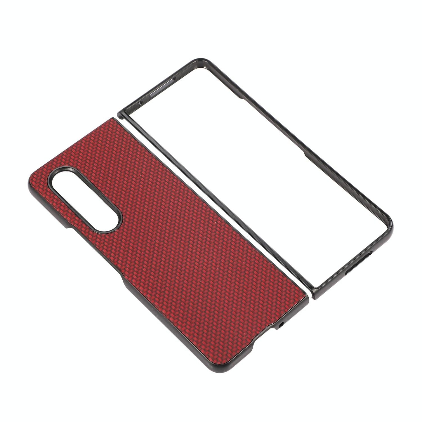 For Samsung Galaxy z Fold4 5G Carbon Fiber Texture Leather Phone Case - Pu Material - Red