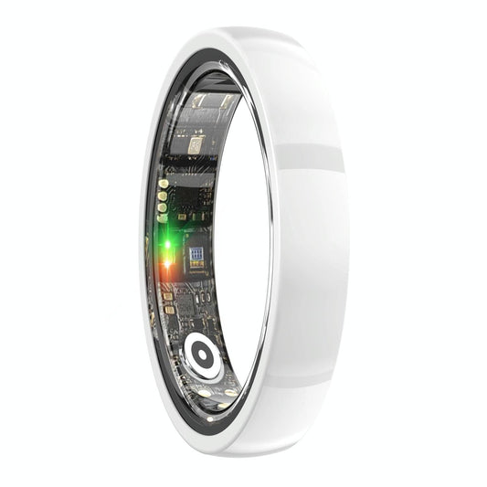 Smart Ring With Heart Rate Blood Oxygen Sleep & Sports Modes - Size 11 - White
