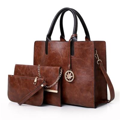 Versatile Leather Tote Bag for Women - 3-in-1 Design - Brown
