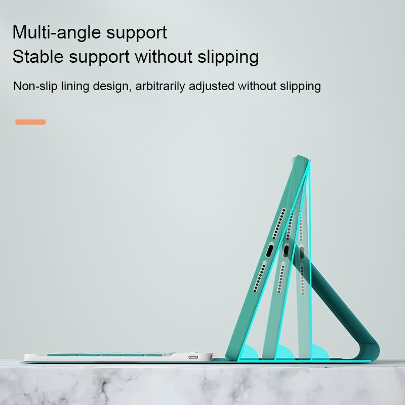 Detachable Bluetooth Keyboard Leather Case For Ipad Mini 6 With Holder - Dark Green