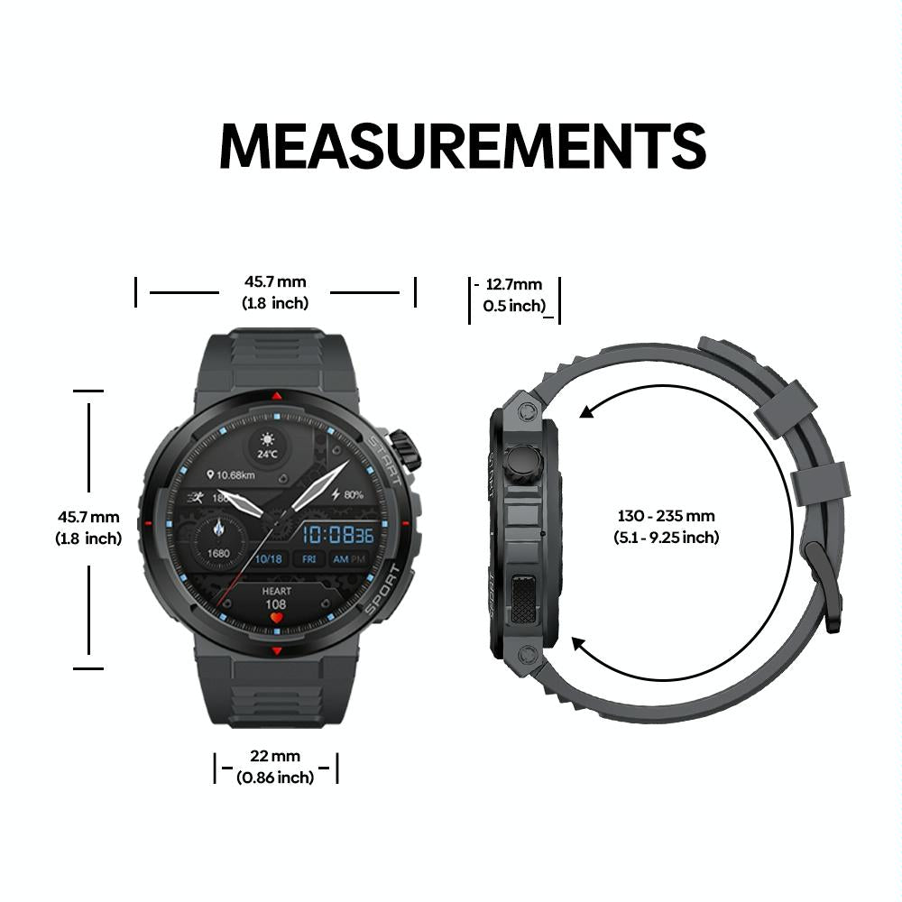 1.43 Inch Fitness & Wellness Smart Watch 24H Health Monitoring - Lava Black