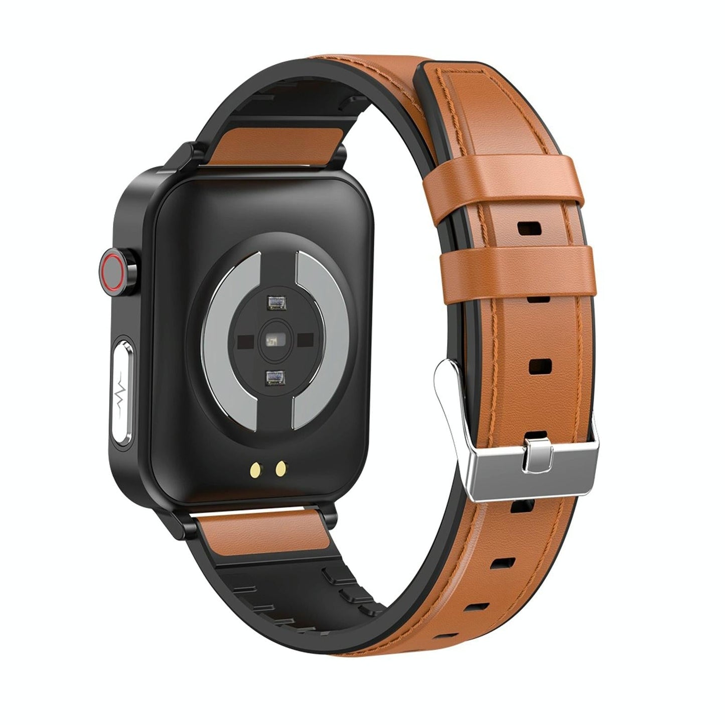 1.7 Inch Tft Colour Screen Ip68 Waterproof Smart Watch Support Blood Oxygen Monitoring / Body Temperature Monitoring / Ai Medical Diagnosis - Leather Strap - Brown