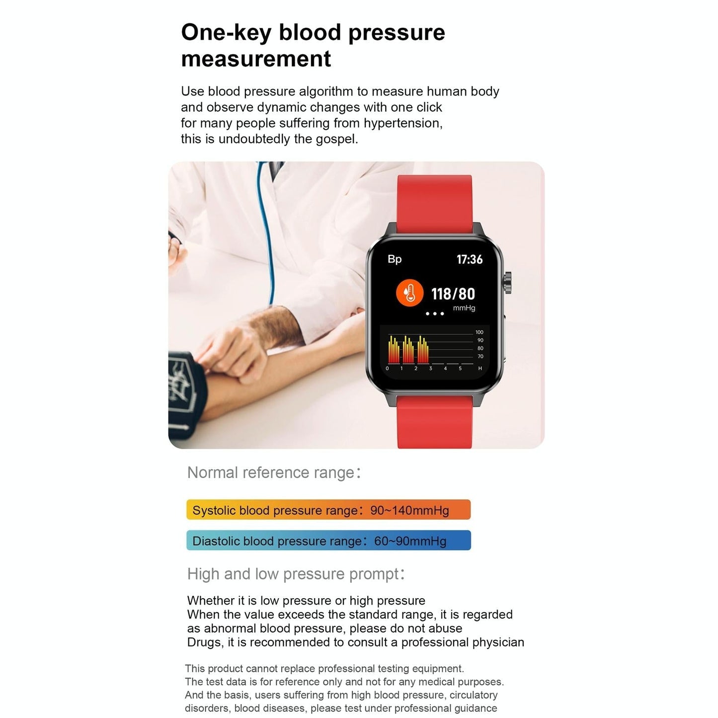 1.7 Inch Tft Colour Screen Ip68 Waterproof Smart Watch Support Blood Oxygen Monitoring / Body Temperature Monitoring / Ai Medical Diagnosis - Leather Strap - Brown