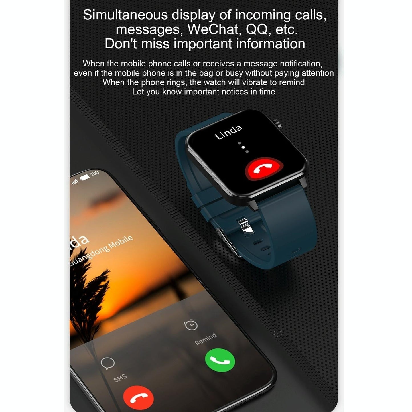 1.7 Inch Tft Colour Screen Ip68 Waterproof Smart Watch Support Blood Oxygen Monitoring / Body Temperature Monitoring / Ai Medical Diagnosis - Leather Strap - Brown