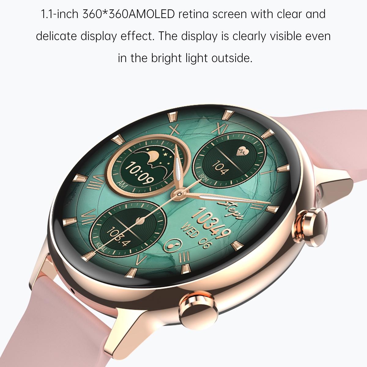 1.1 Inch Smart Stainless Steel Band Watch Support Bluetooth Call / Blood Oxygen Monitoring - Black