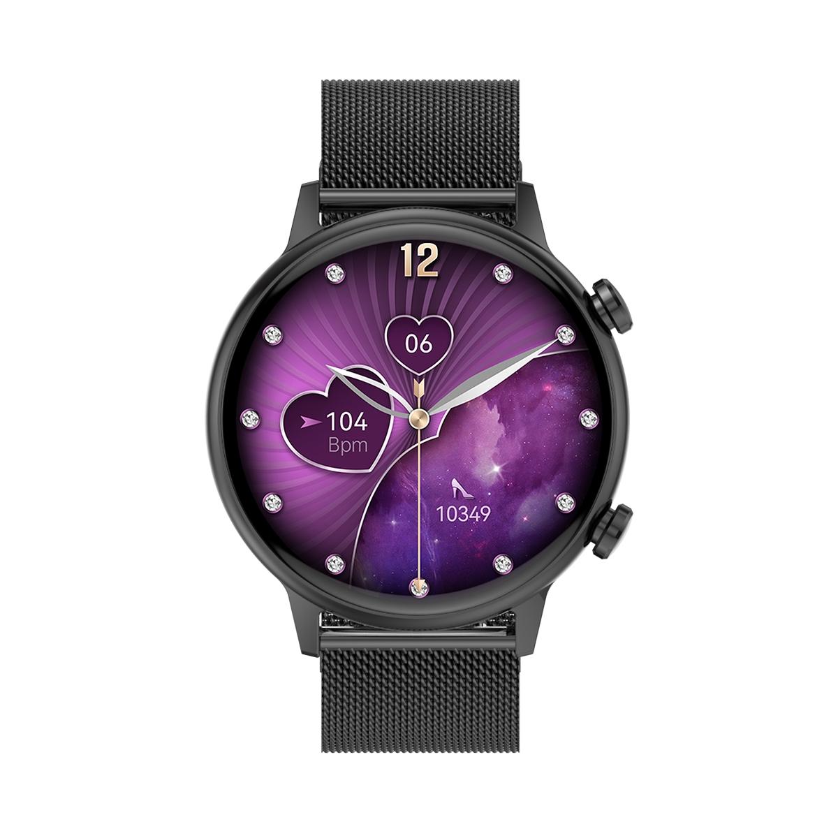 1.1 Inch Smart Stainless Steel Band Watch Support Bluetooth Call / Blood Oxygen Monitoring - Black
