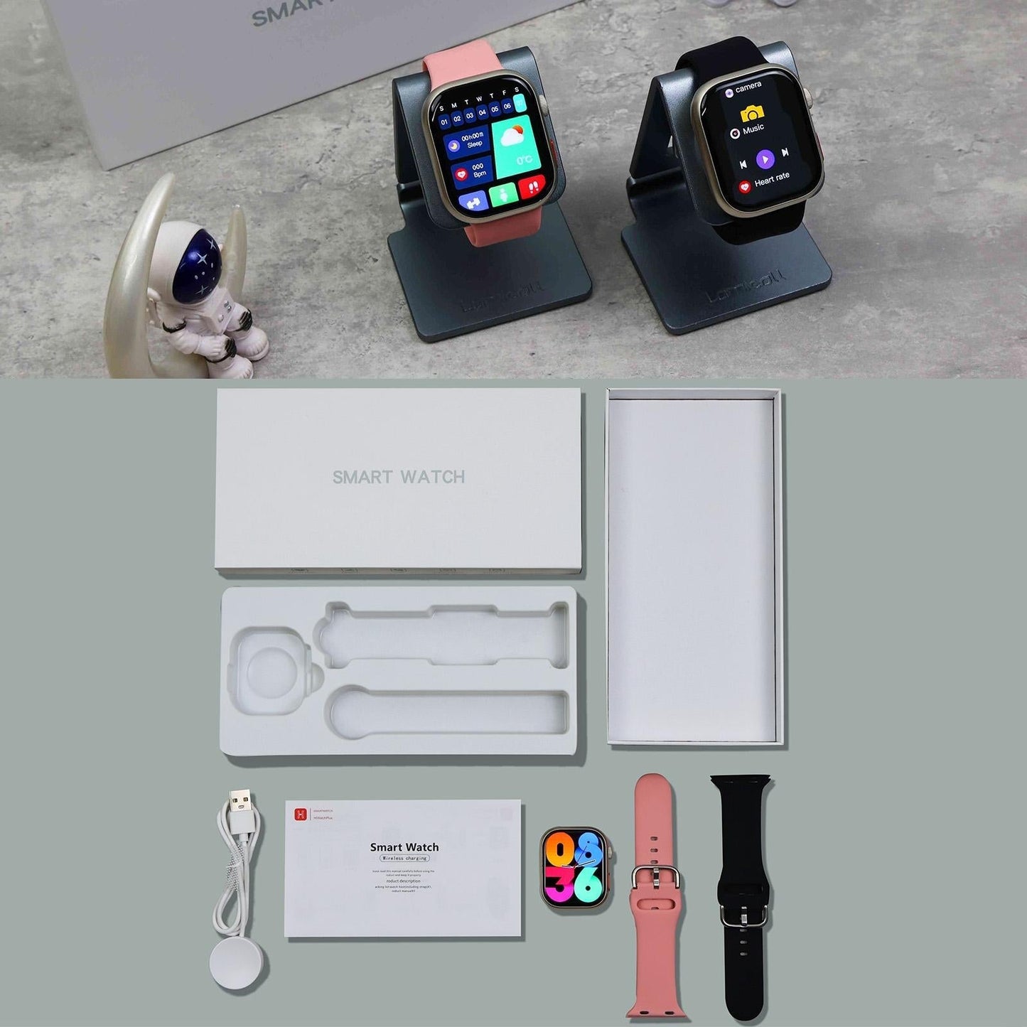 2.01 Inch Waterproof Smart Watch Bt Call / Heart Rate / Blood Pressure / Blood Oxygen - Pink Gold