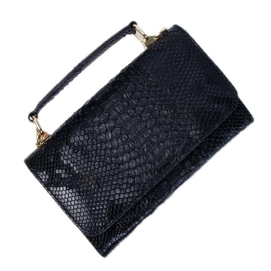 Versatile Lady Crossbody Wrist Bag - Multi-functional - Snake Pattern Black