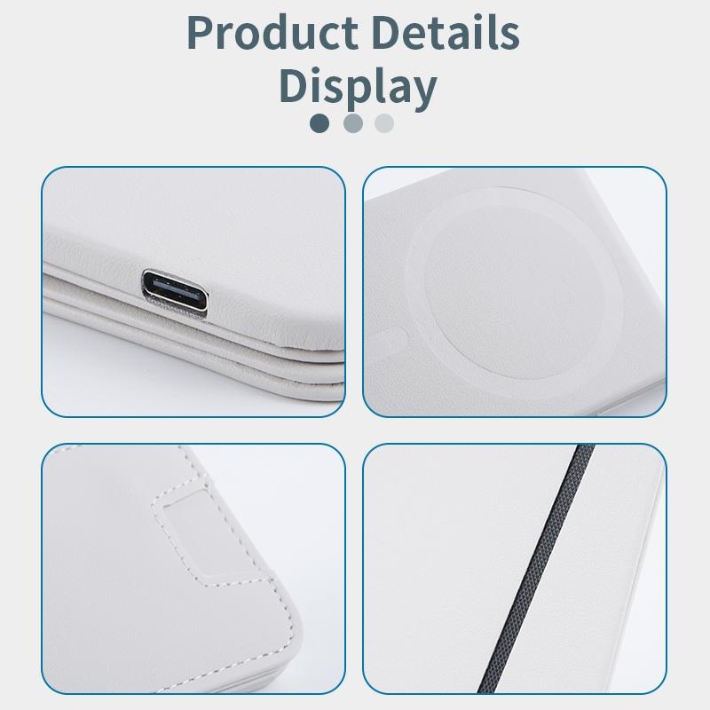 3 In 1 Magnetic Wireless Charger With Card Holder And Phone Bracket - Beige
