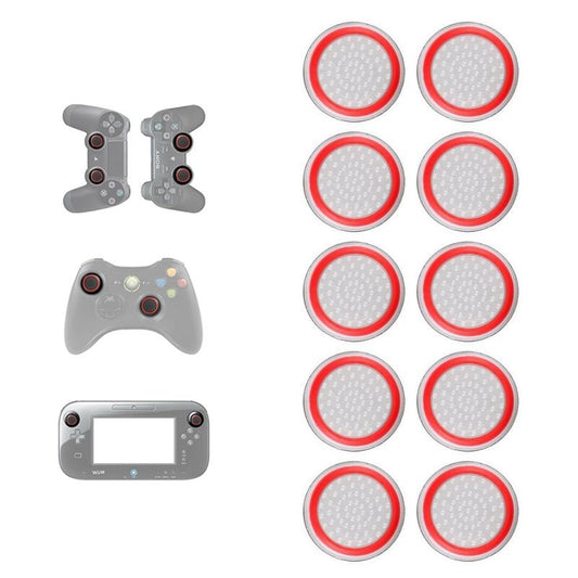 10-piece Luminous Gamepad Button Caps for Ps5 / Ps4 / Ps3 / Xbox one / 360 / Pro / Series x / s - Transparent Red Circle