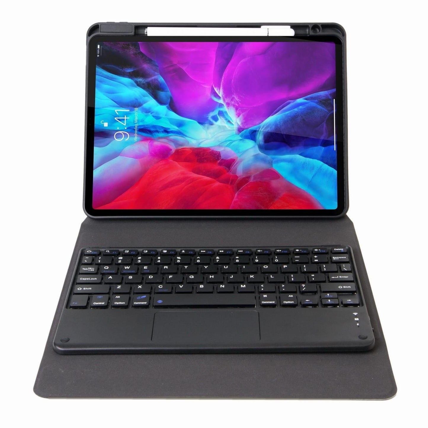 Bluetooth Keyboard Leather Case For Ipad 9.7 2018 / 2017 With Three-Fold Holder - Dark Night Green