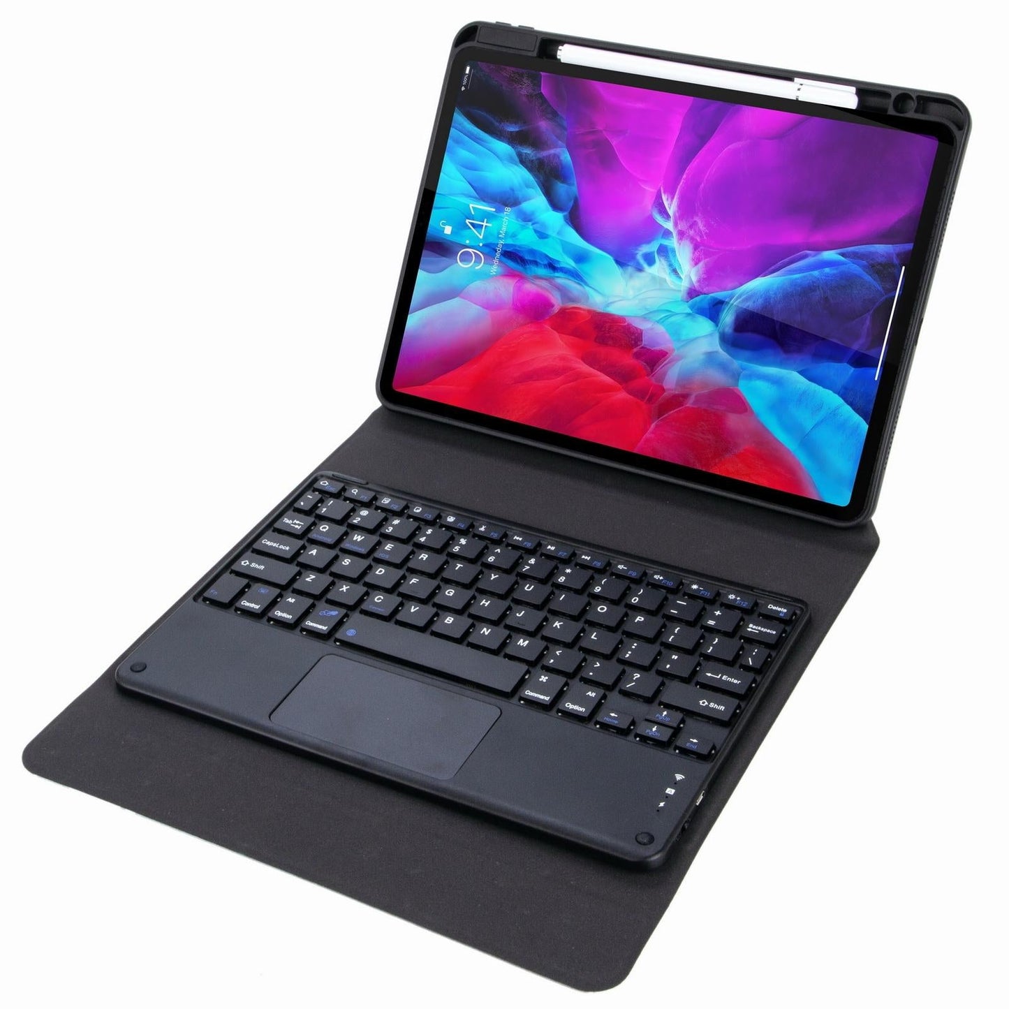 Bluetooth Keyboard Leather Case For Ipad 9.7 2018 / 2017 With Three-Fold Holder - Dark Night Green