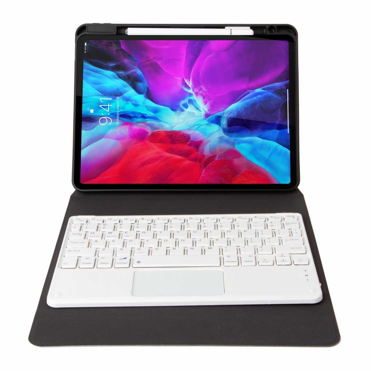 Bluetooth Keyboard Leather Case For Ipad 9.7 2018 / 2017 With Three-Fold Holder - Dark Night Green