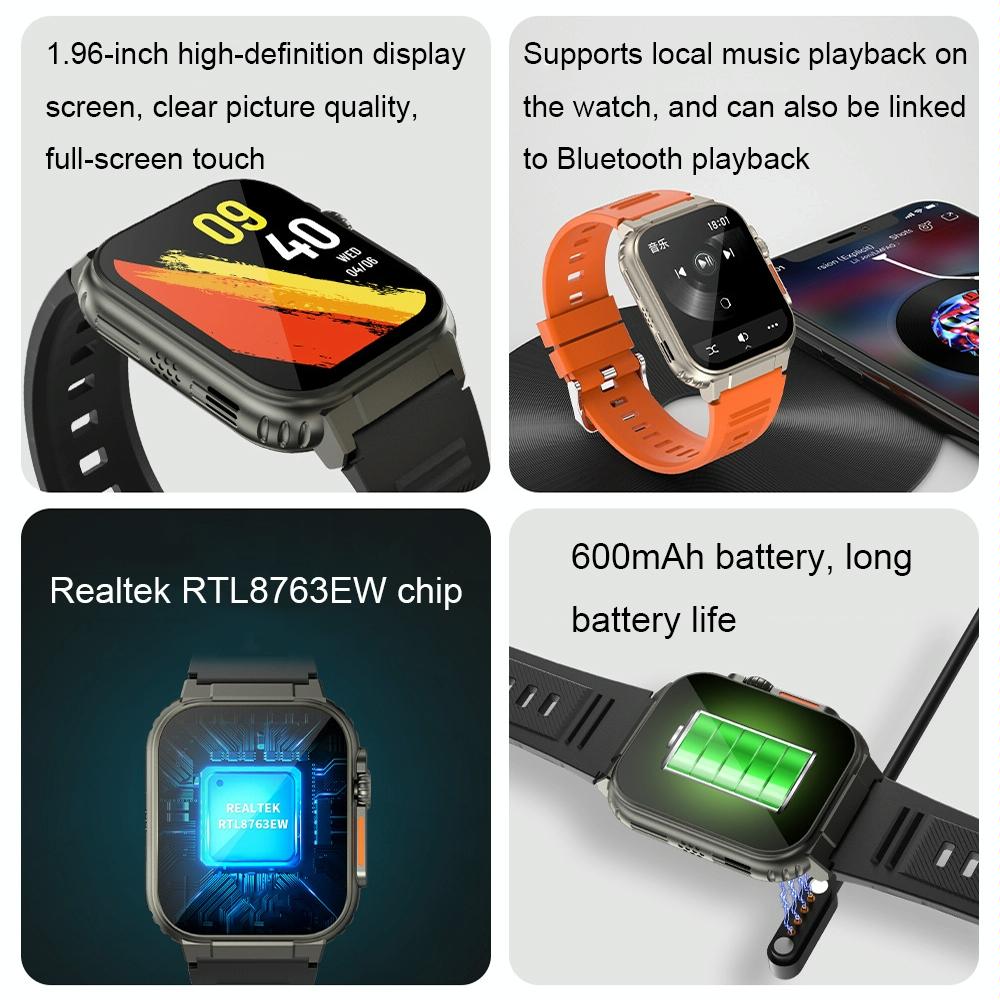 Ip68 Waterproof Bluetooth Smart Watch Health Monitor - Orange