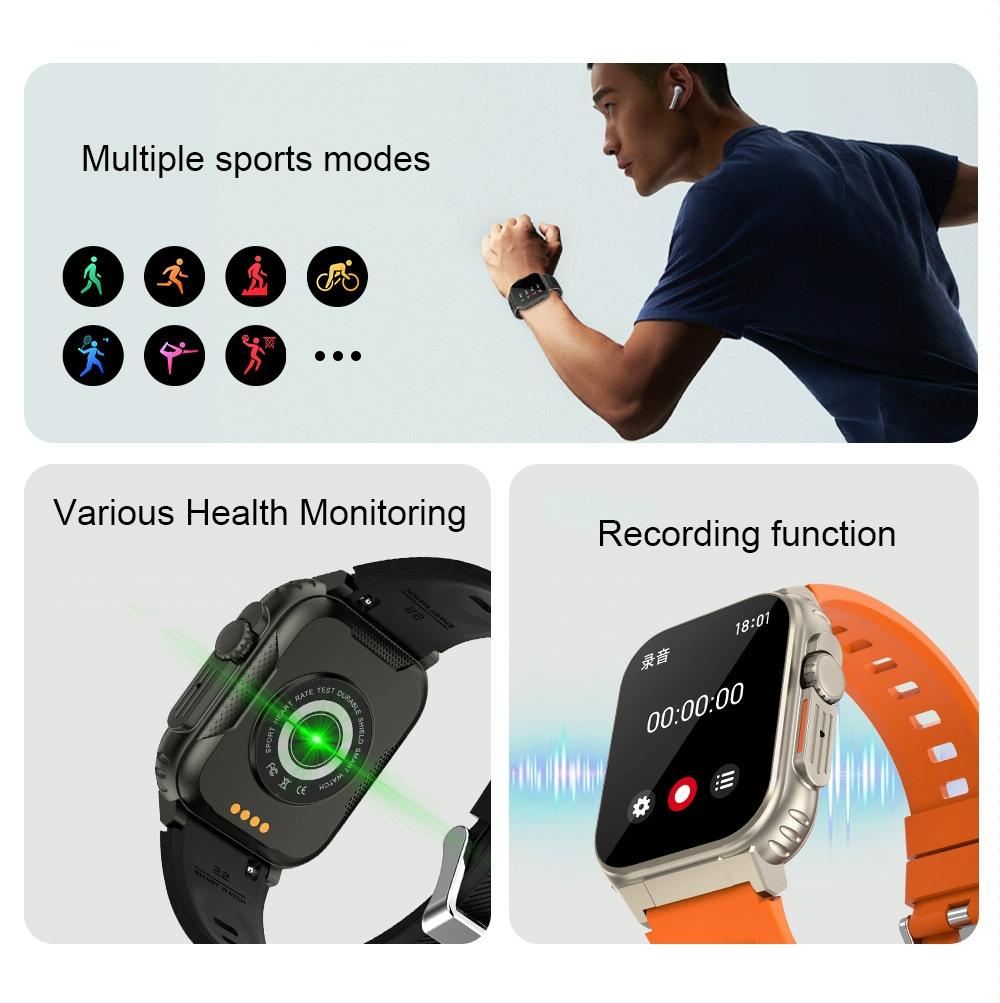 Ip68 Waterproof Bluetooth Smart Watch Health Monitor - Orange
