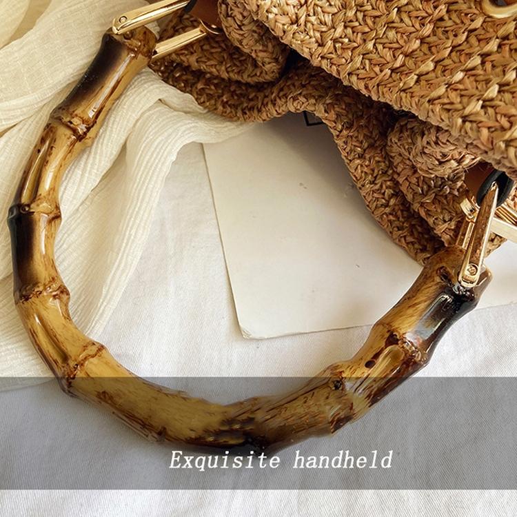 Handwoven Bamboo Bucket Bag - Shoulder / Messenger Style - Khaki