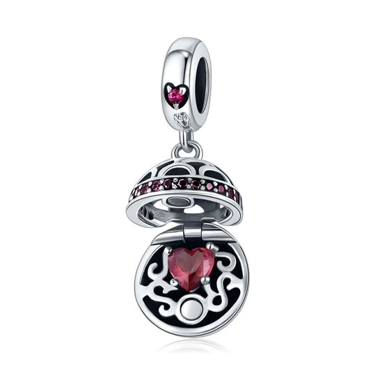 925 Sterling Silver Surprise Love Pendant For Diy Bracelets & Necklaces - Red