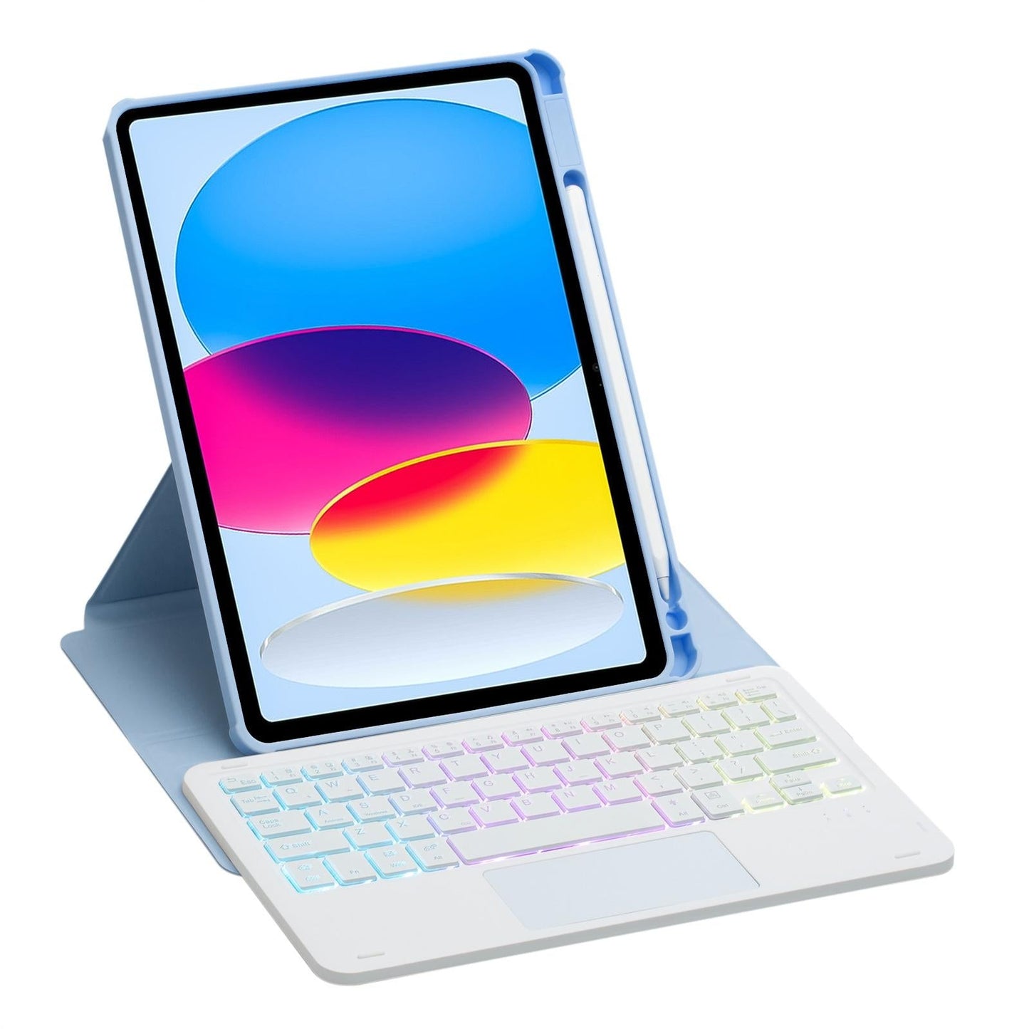 360 Rotation Bluetooth Keyboard Leather Case For Ipad 10.9 2022 With Touch Control And Backlight - Pink