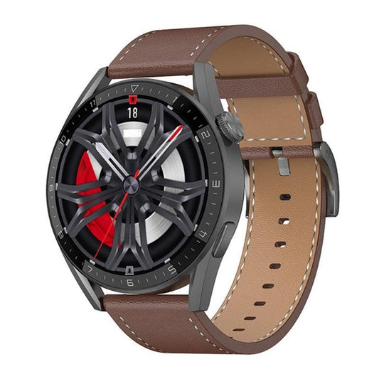 Smart Leather Watch With Colour Screen - Silver