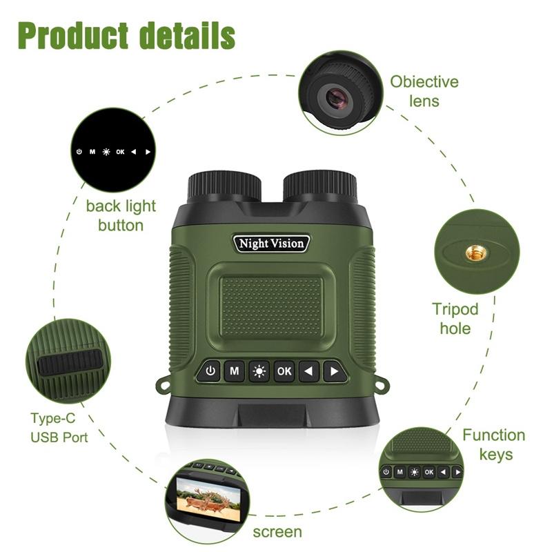 3 Digital Night Vision Binoculars with 3 Ips Screen - Green