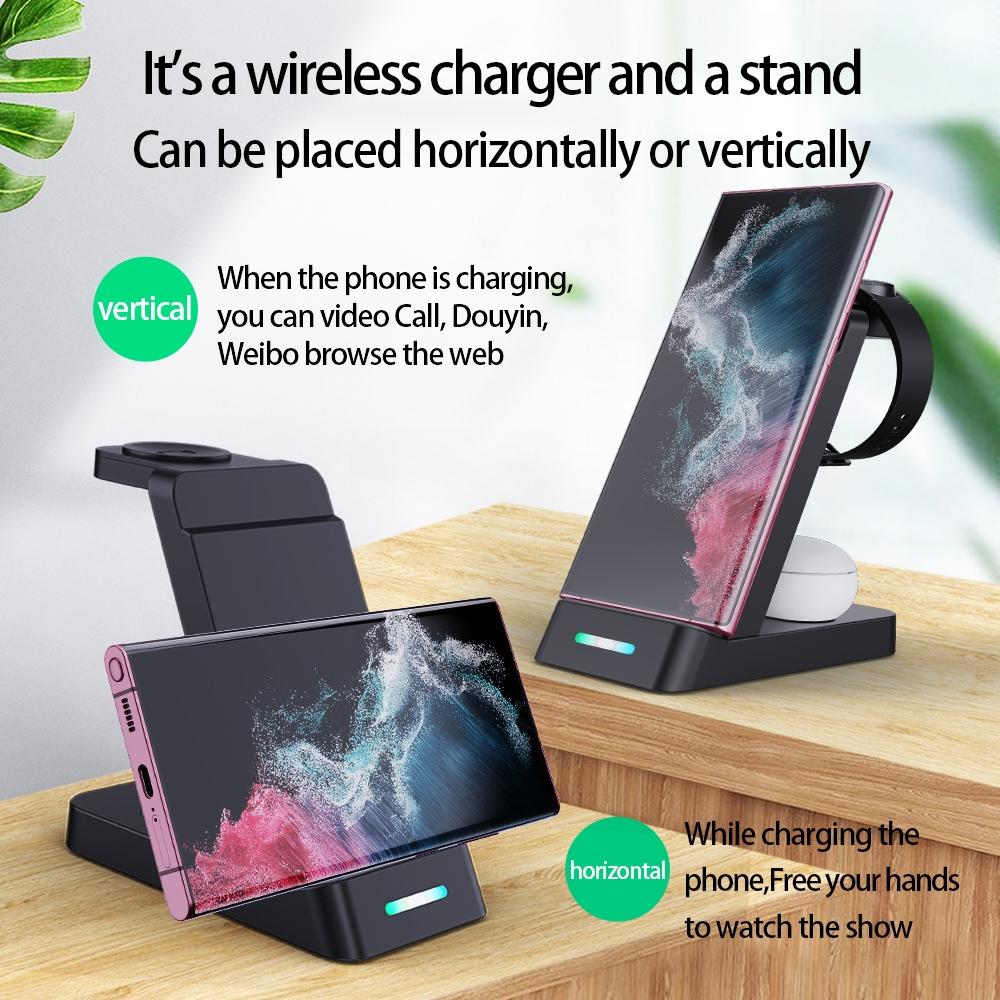 15W 3 In 1 Wireless Charger For Samsung Watch And Galaxy Buds - Black