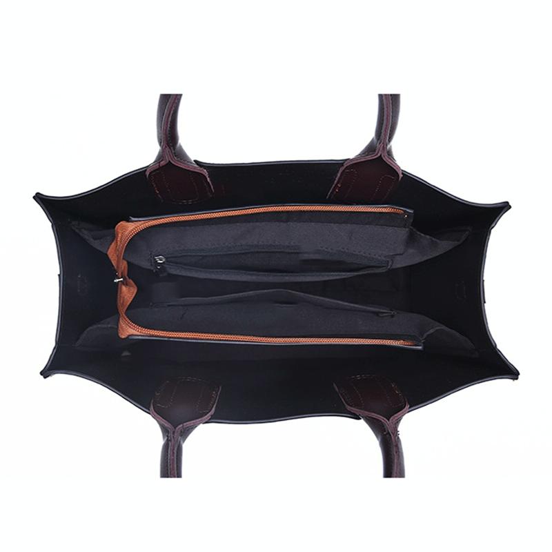 Retro Square Handbag for Commuting - Vintage Style - Black