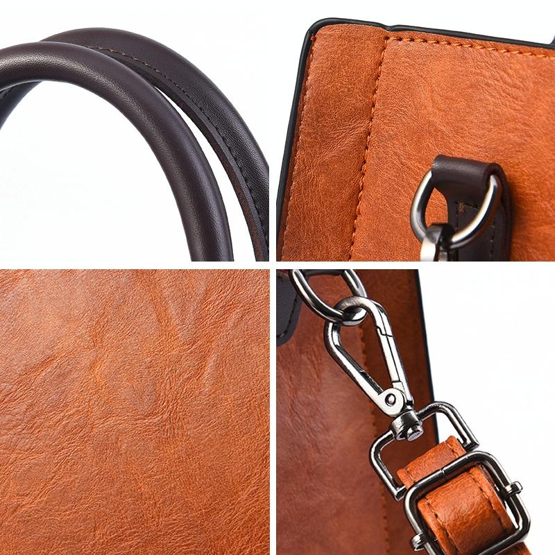 Retro Square Handbag for Commuting - Vintage Style - Black