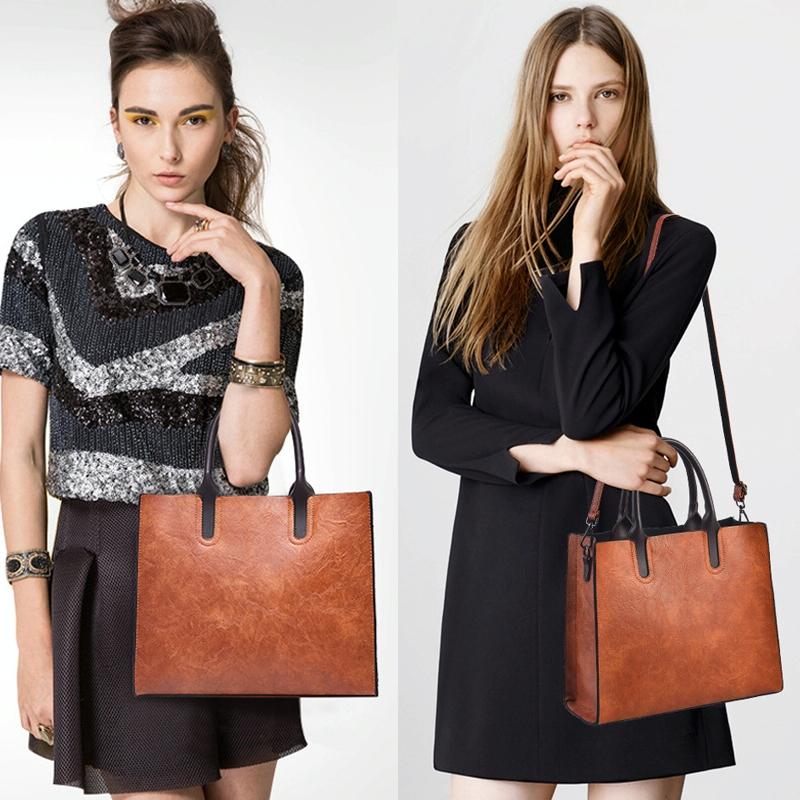 Retro Square Handbag for Commuting - Vintage Style - Black