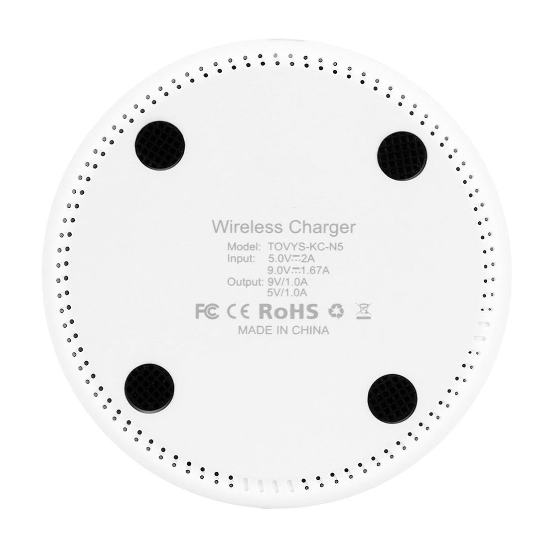 9V 1A Qi Fast Wireless Charger 1M Cable - Black