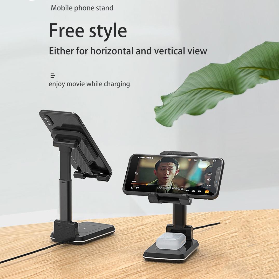 Portable 2 In 1 Wireless Charging Stand Single Charge - White