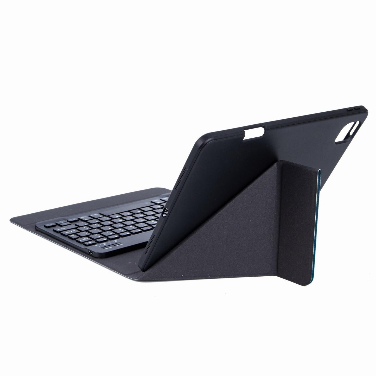 Bluetooth Keyboard Leather Case For Ipad 9.7 2018 / 2017 With Backlight & Three-Fold Holder - Dark Night Green