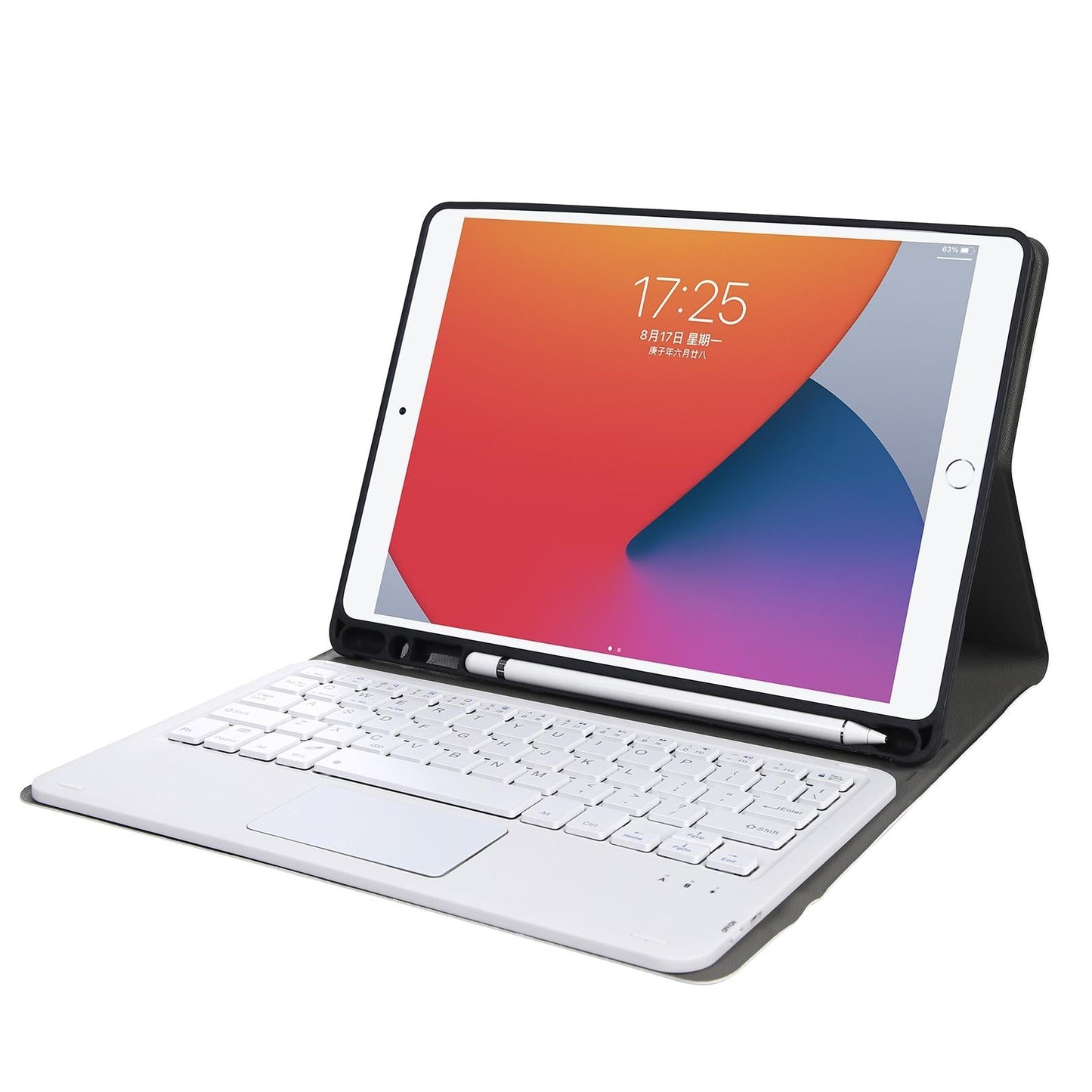 Bluetooth Keyboard Leather Case For Ipad Pro 10.5 With Touch Control - Lambskin Texture Compatible With 10.2 2021 & 2020 & 2019 / Air 3 - Blue