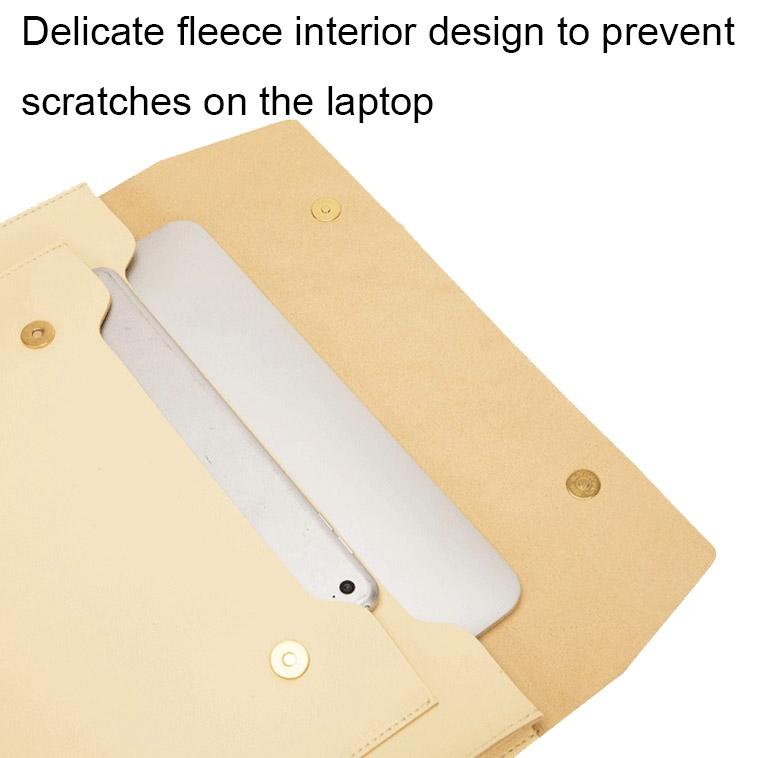 3-in-1 Waterproof Leather Laptop Liner Bag - 14 Inches - Light Yellow