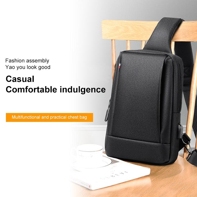 Business Chest Bag Oxford Cloth One Shoulder Crossbody - Black