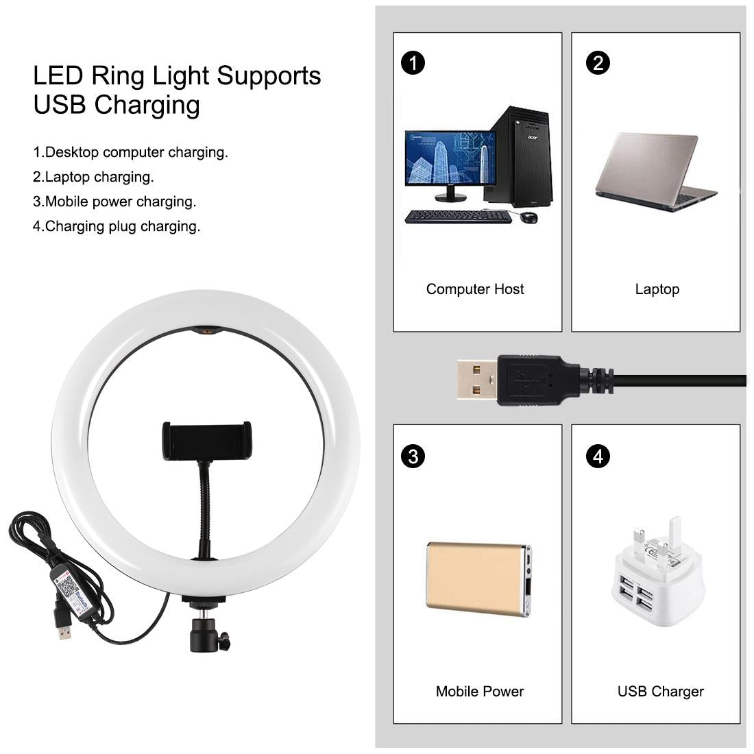 10.2 Curved Rgbw Led Ring Light Kit with Tripod Dual Phone Brackets Remote and Clamp
