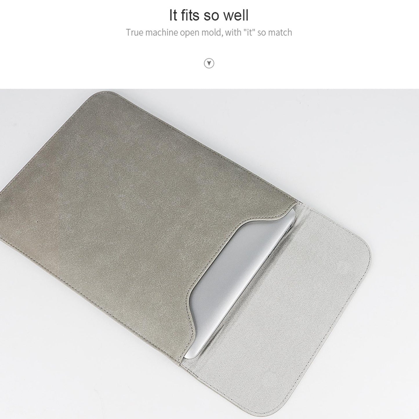 Ultra-thin Notebook Liner Bag - 14.1-15.4 Inch with Small Bag - Light Grey