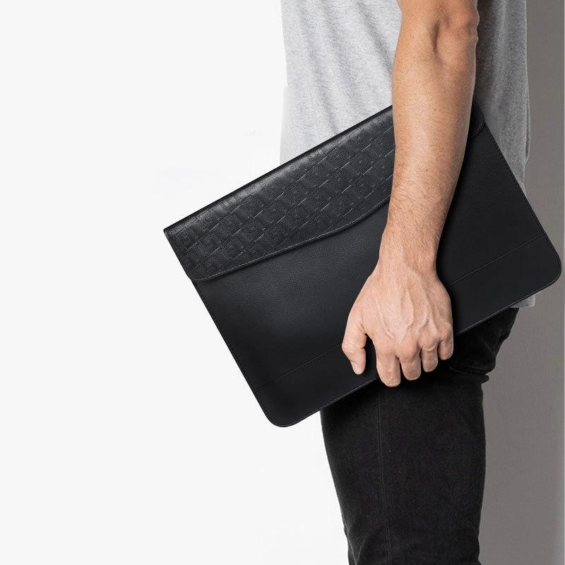 14-15 Inch Ultra-thin Magnetic Holster for Horizontal Embossed Notebook with Liner Bag - Gray