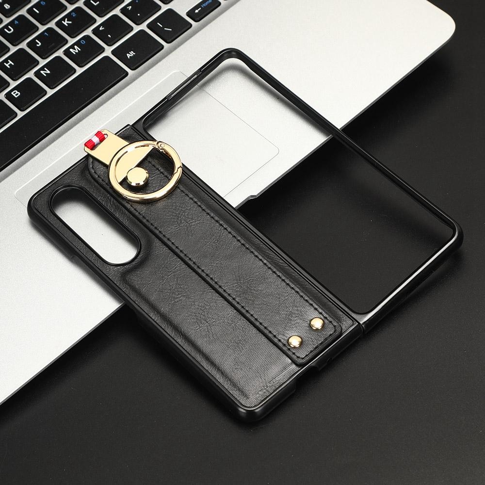 For Samsung Galaxy z Fold4 5G Leather Wristband Phone Case - Back Cover - Red