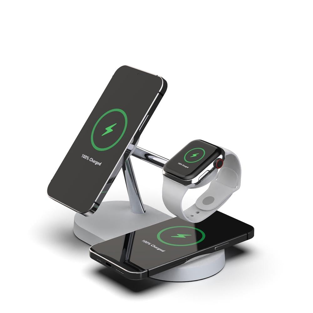15W 5 In 1 Magnetic Wireless Charger For Iphone 12 & Apple Watch & Airpods - Black