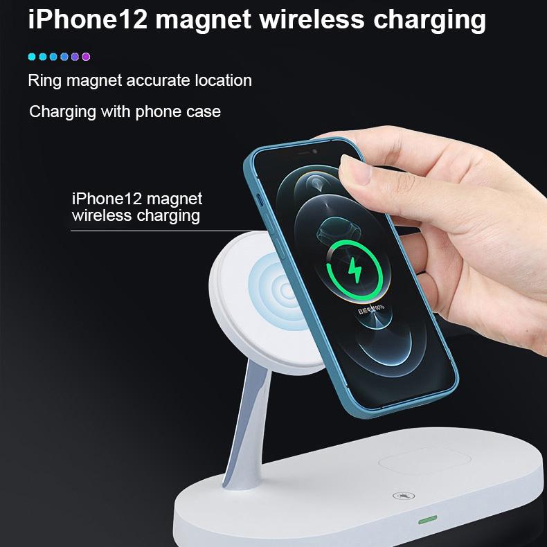 15W 5 In 1 Magnetic Wireless Charger For Iphone 12 & Apple Watch & Airpods - Black