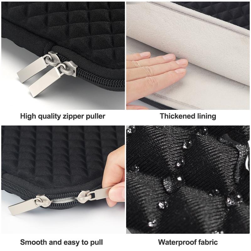 12-13 Inch Diamond Texture Laptop Liner Bag In Black - Lb0146B