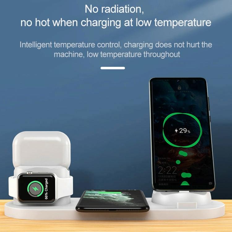 6 In 1 10W Wireless Charger Stand Qi Standard - Black
